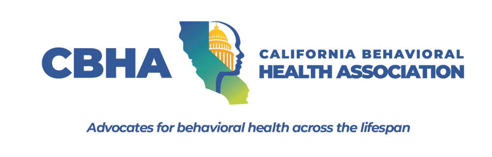 the CBHA logo (the state of California with the capitol building and an outline of a face over it) in the center. text reads 'CBHA. California Behavioral Health Association. Advocates for behavioral health across the lifespan.'
