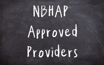 a chalkboard with the words 'NBHAP Approved Providers' written on it