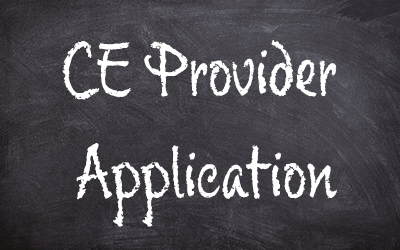 CE Provider Application 'written' on a chalkboard