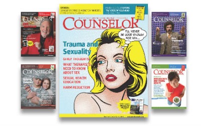 five covers from prior issues of Counselor Magazine