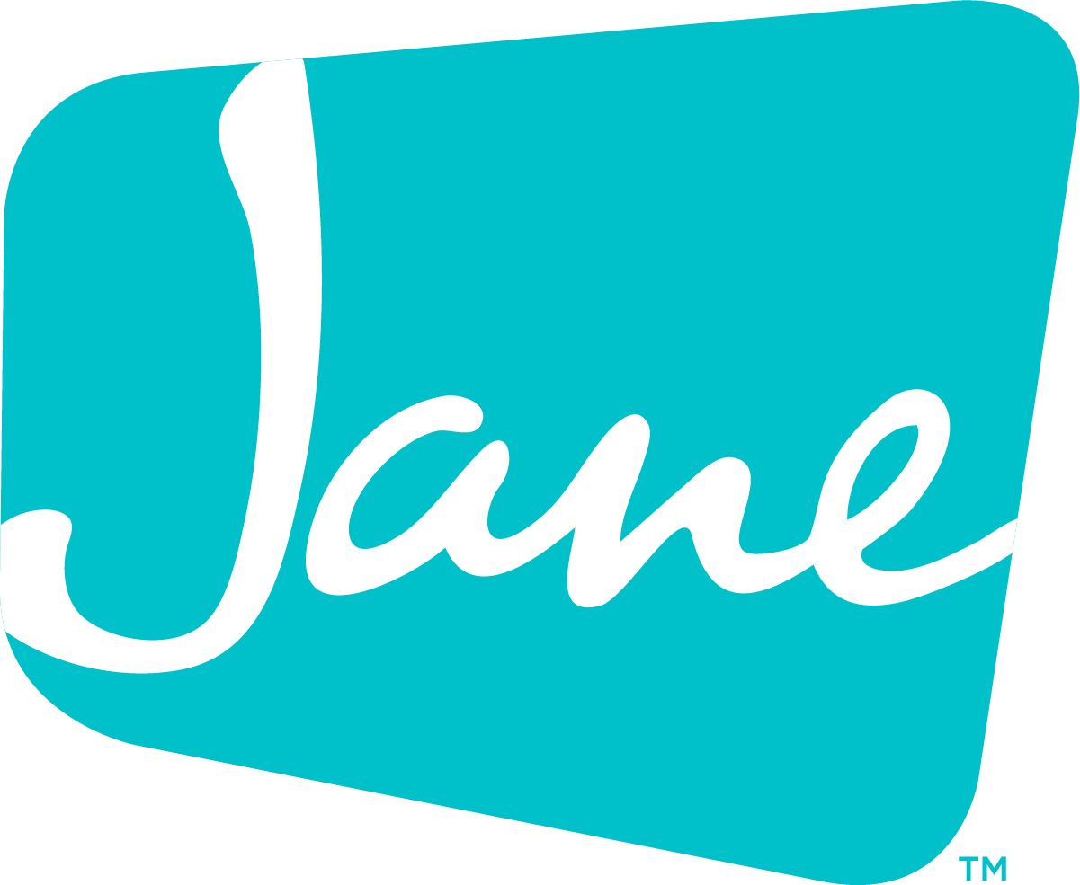 The word Jane in front of a teal background