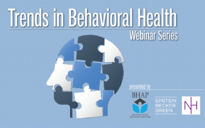 'Trends in Behavioral Health Webinar Series' - a silhouette of a face broken into puzzle pieces