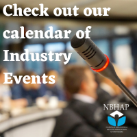 a photo of a microphone at a conference. Text reads, 'Check out our calendar of Industry Events'