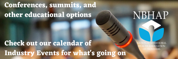a photo of a microphone at a conference. Text reads, 'Conferences, summits and other educational options. Check out our calendar of Industry Events for what's going on.'